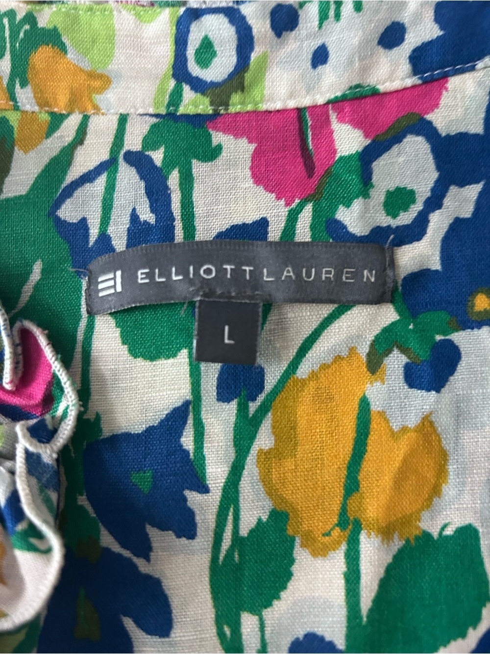 Elliott Lauren Bright Floral Short Sleeve Blouse - Green, Pink, Blue, Yellow - Picture 6 of 8